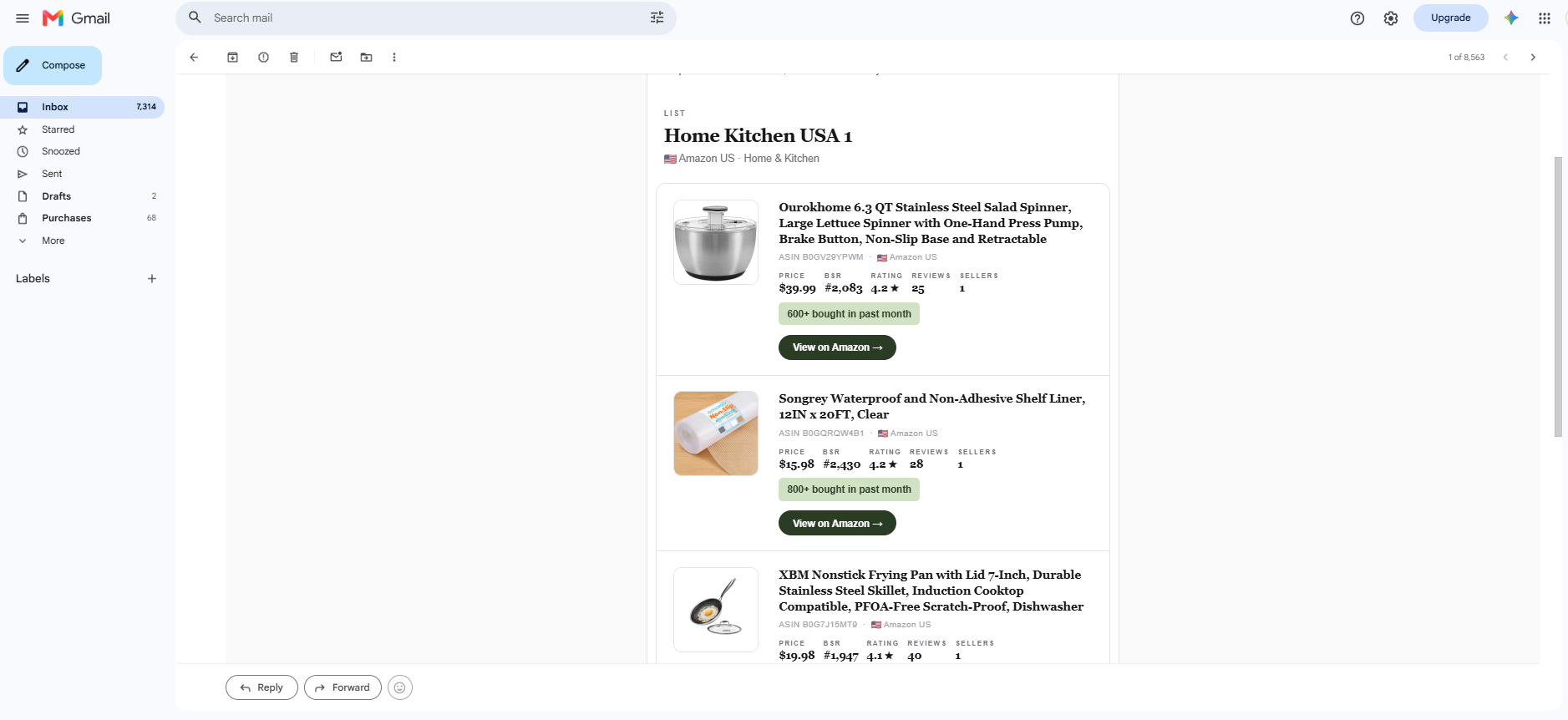 Daily ASIN morning digest email delivered to your inbox with today's product picks